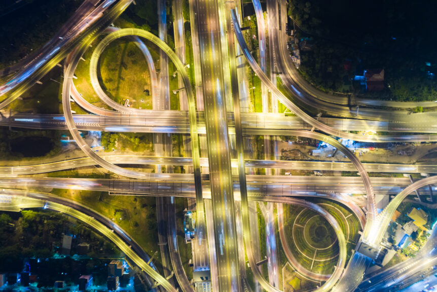 Image showing a highway intersection from above